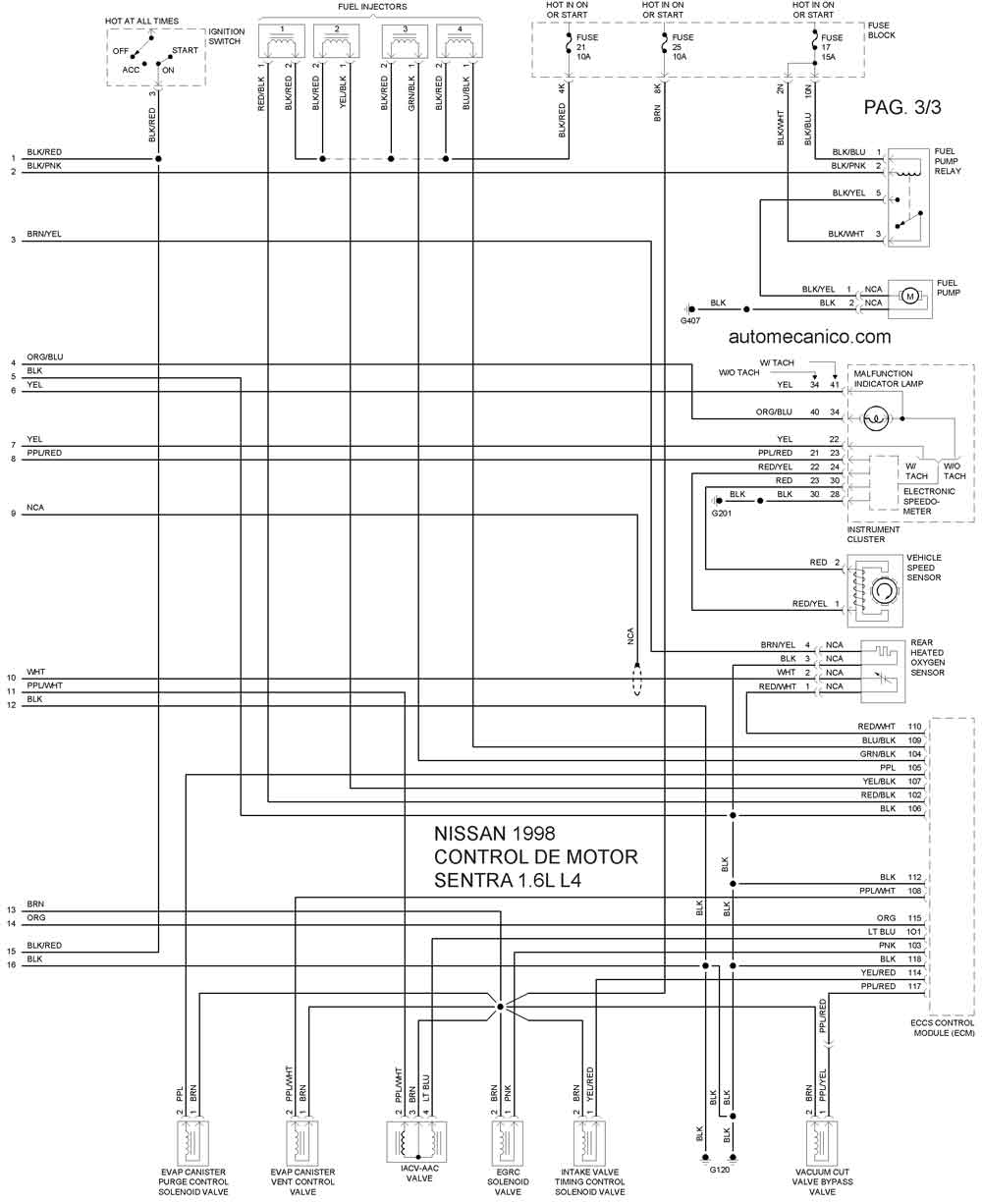 Diagrama electrico nissan sentra 98