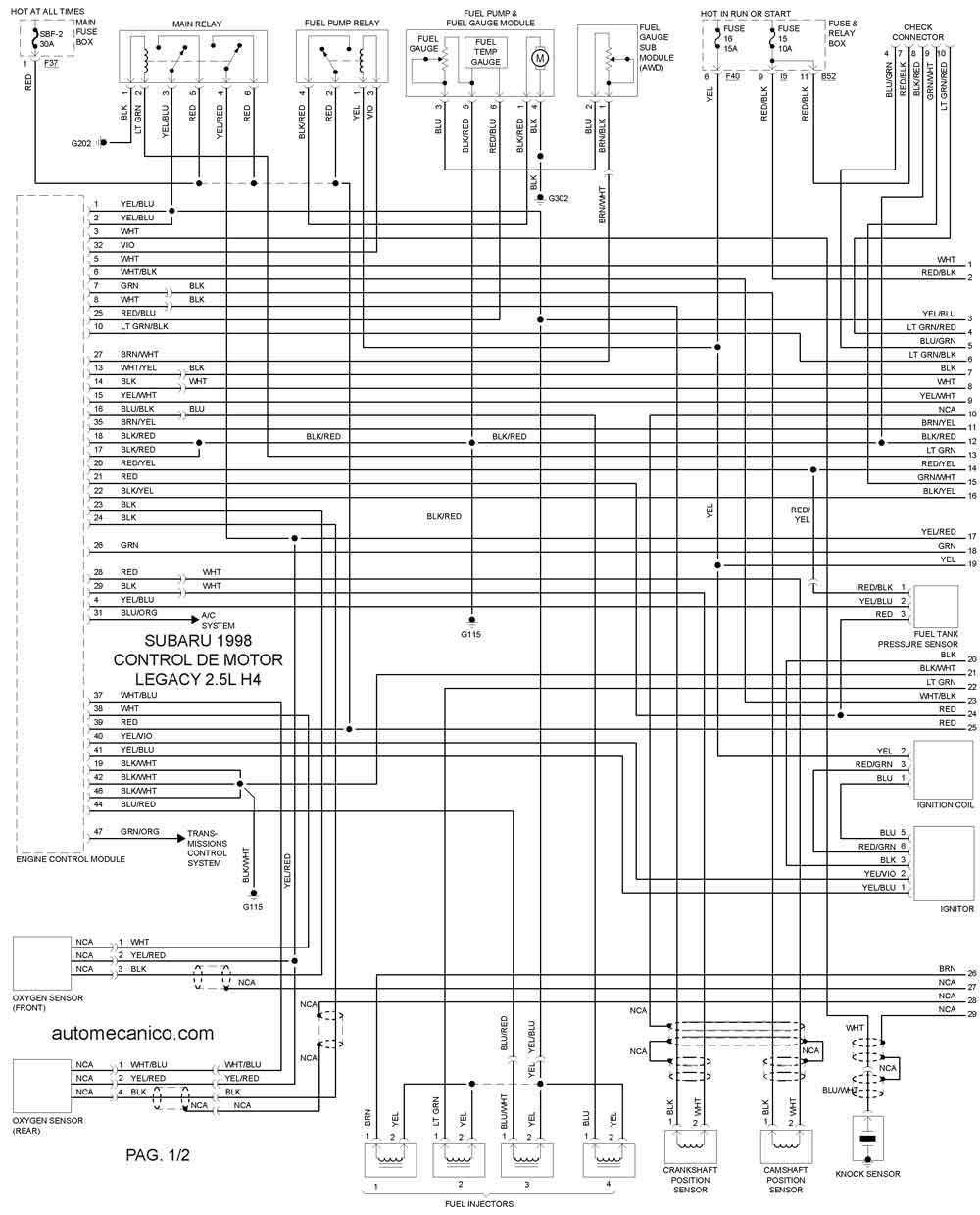 Diagram  Wiring Diagram Subaru Legacy 1998 En Espa Ol