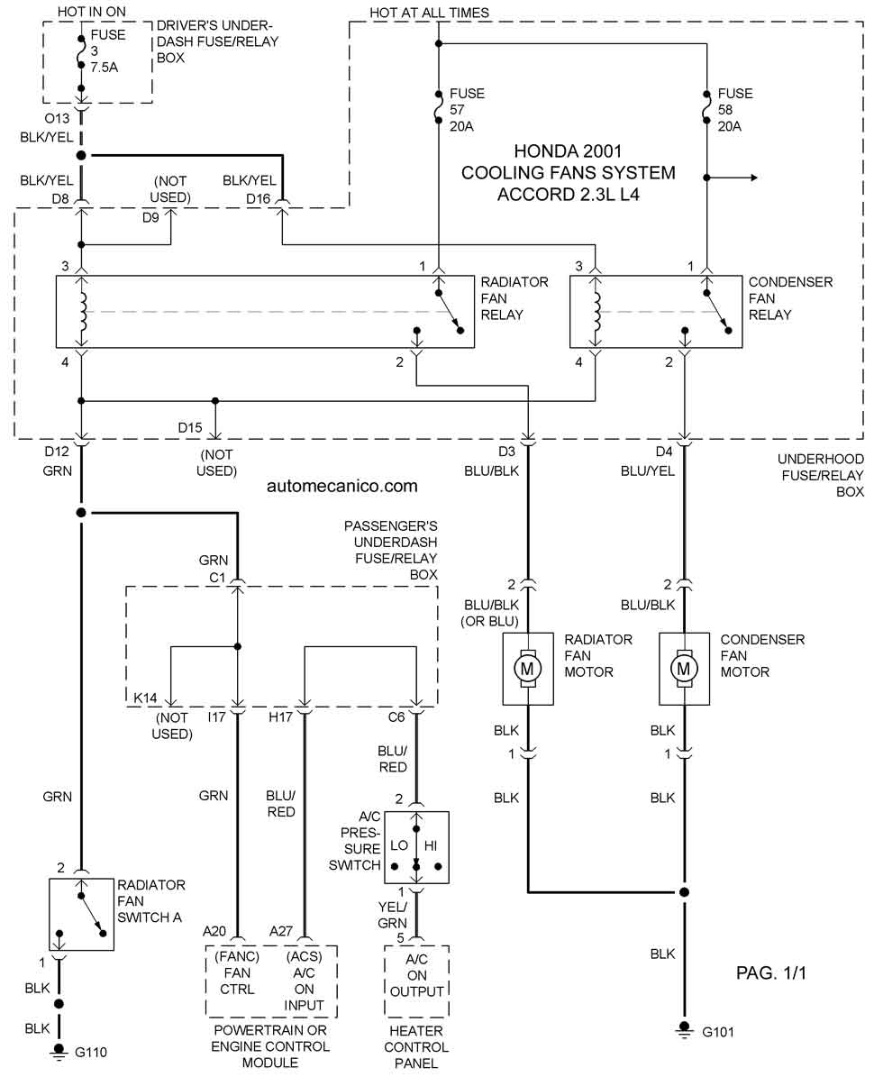 HONDA COOLING FANS SYSTEM DIAGRAMAS VENTILADORES, ABANICOS