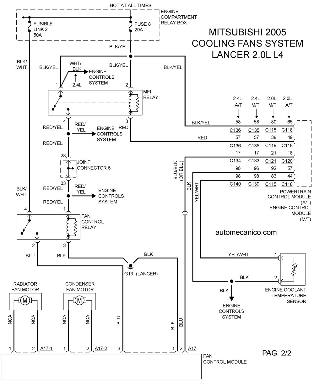 MITSUBISHI - Cooling System | Ventiladores, abanicos - Vehiculos 2005 | Mecanica automotriz