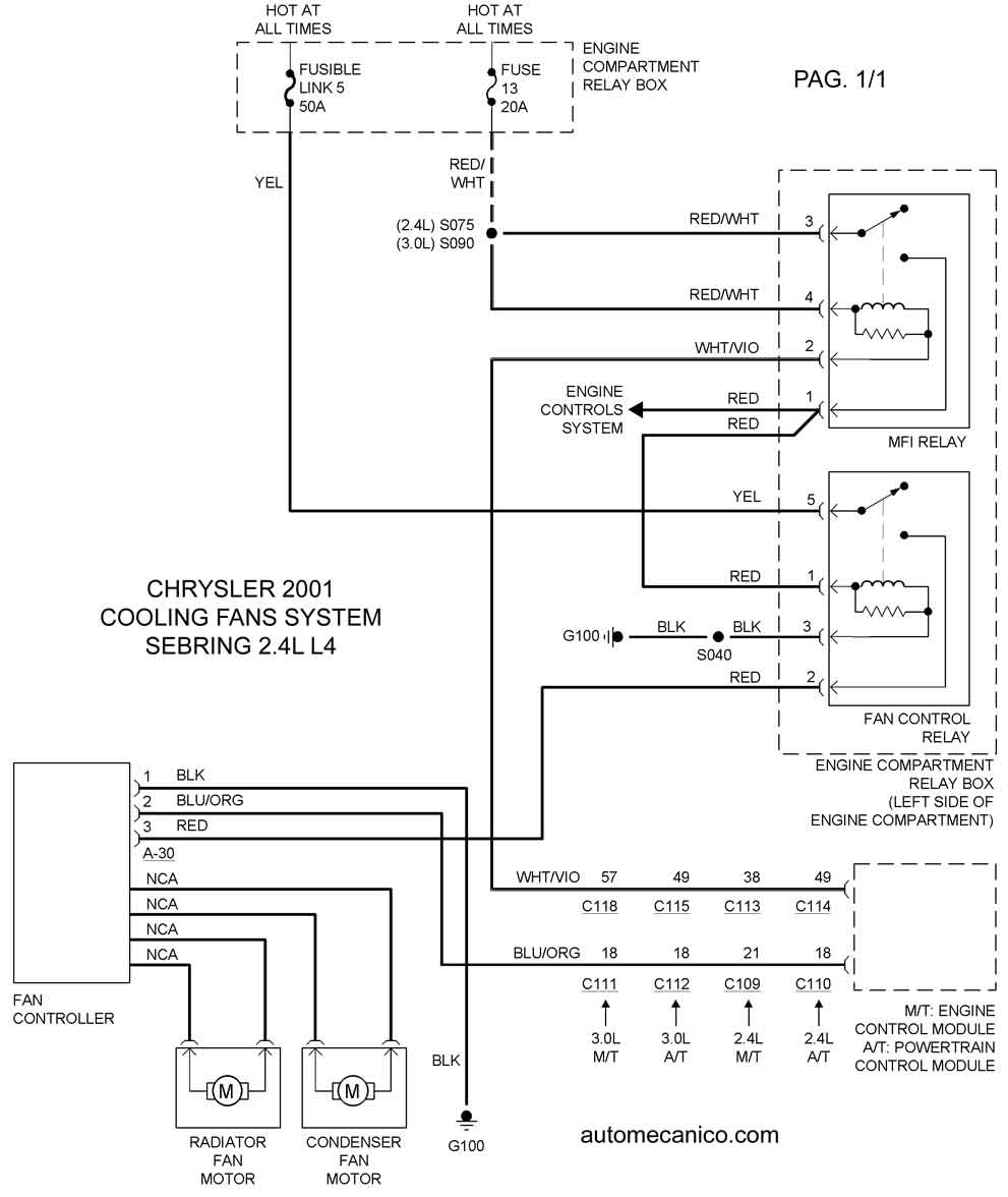 CHRYSLER | COOLING FANS SYSTEM | DIAGRAMAS | VENTILADORES ... chrysler 300m stereo wiring diagram 