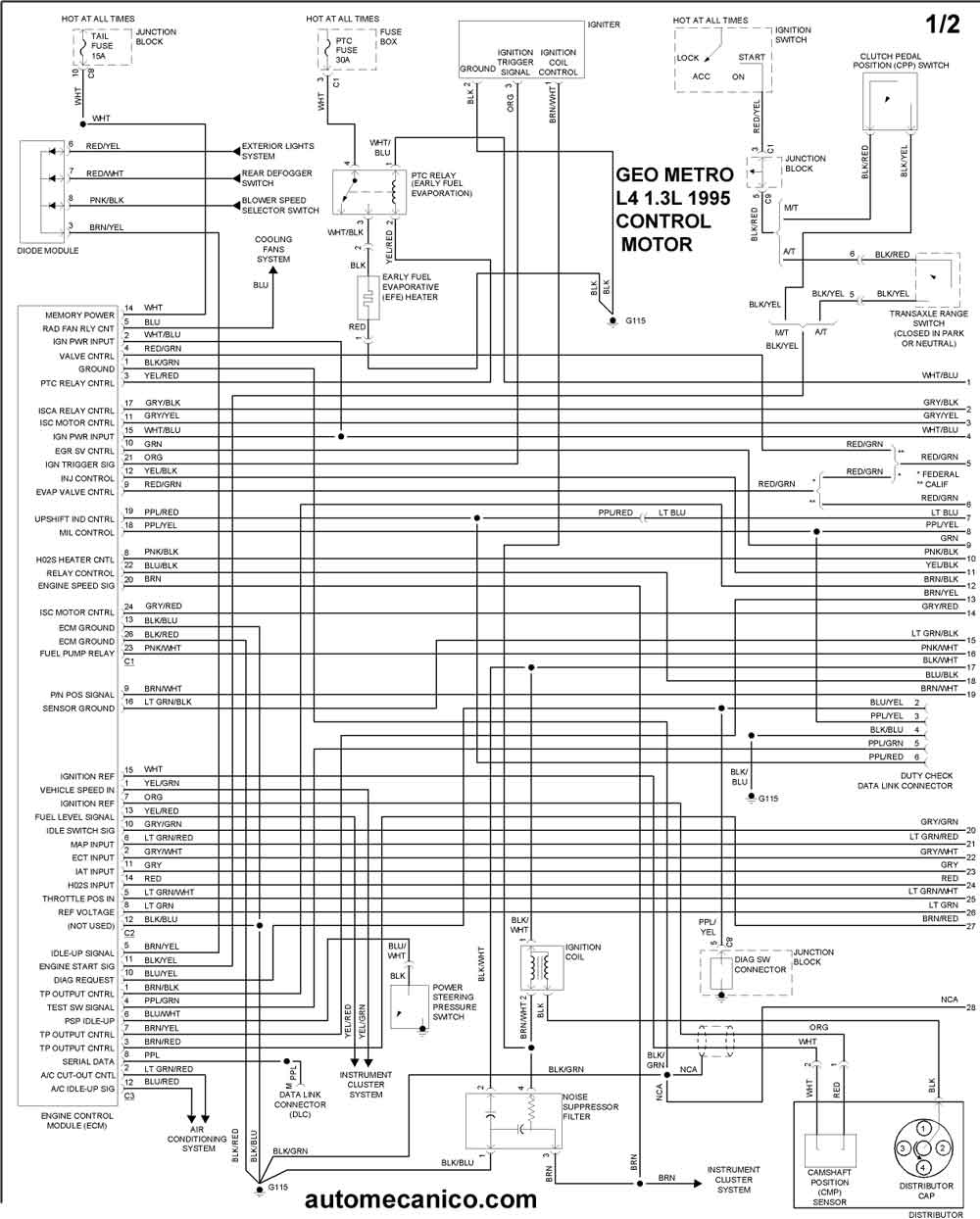 GEO 1995 - Diagramas control del motor - Graphics ... 1990 geo metro engine diagram 