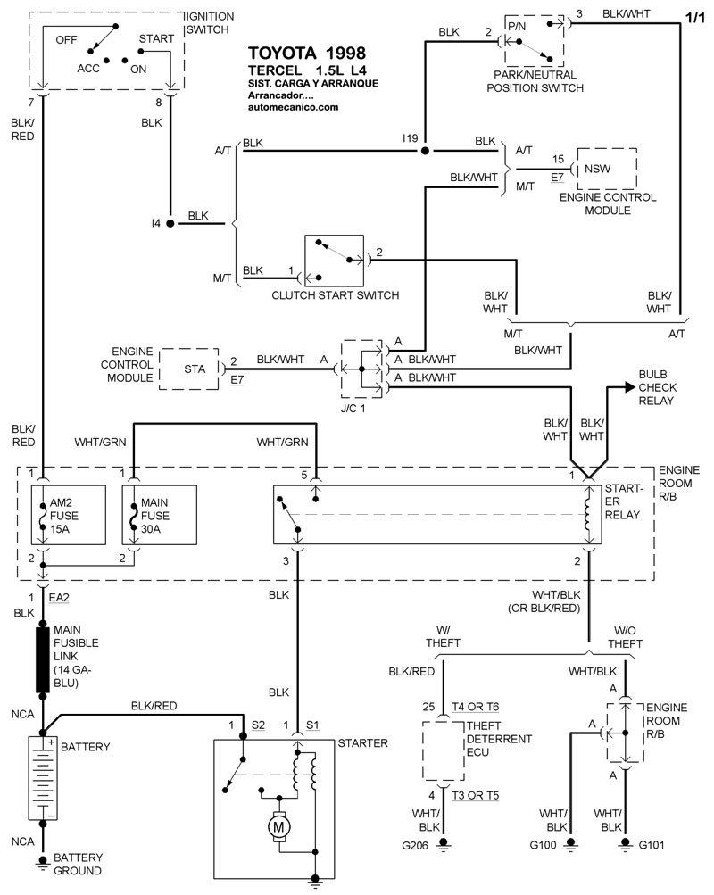 1996 Toyota Tercel Ignition Switch Wiring Diagram Wiring Diagram